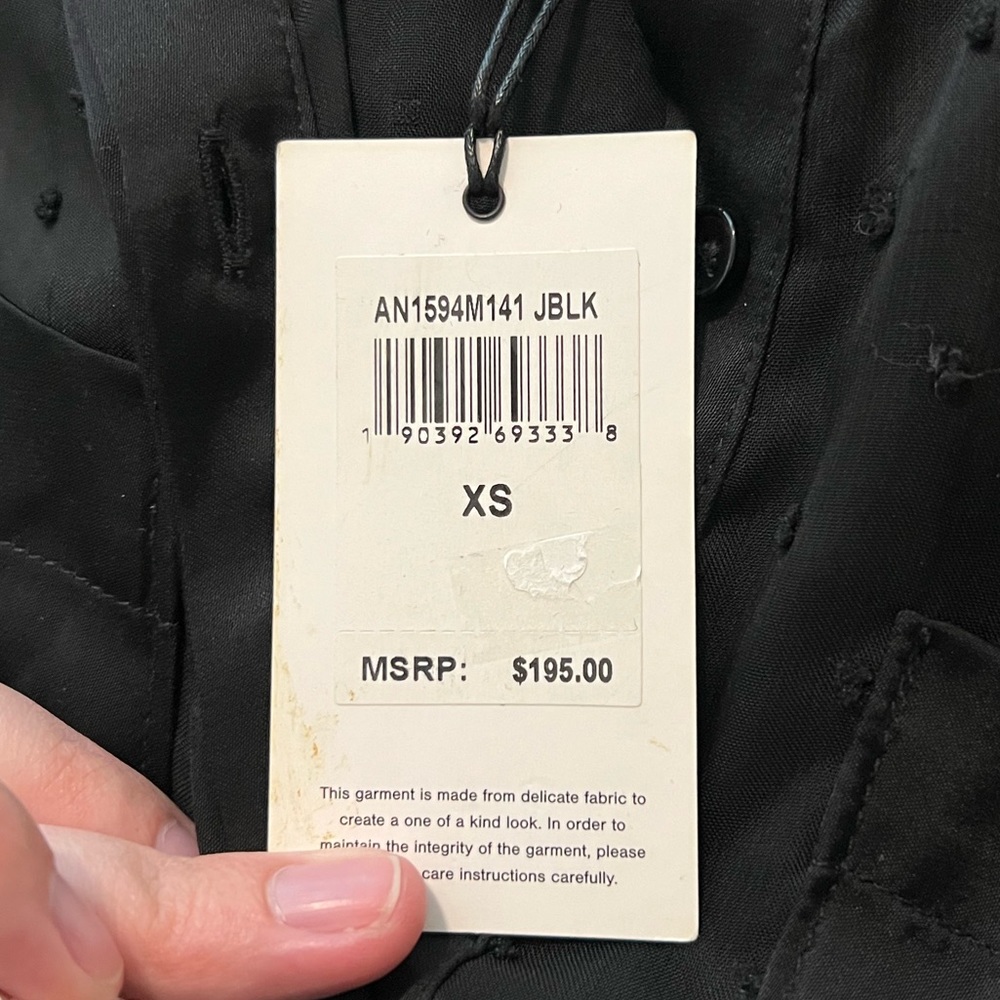 NWT 7 For All Mankind Swiss Dot Patch Pocket Top in Jet Black - Picture 7 of 7